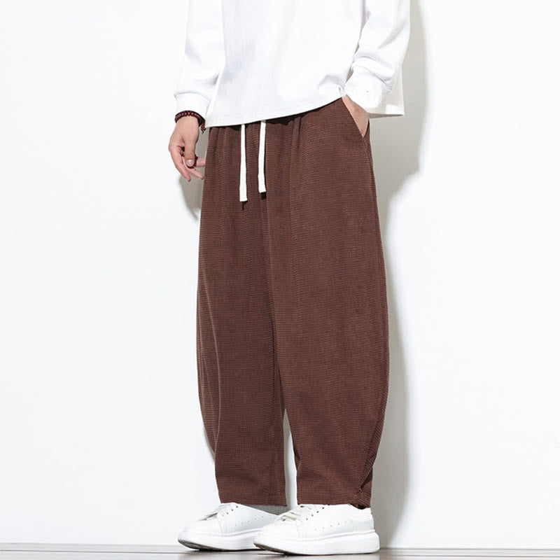 Pantalon sarouel Buddha Stones pour homme, uni, en pur coton côtelé, longueur cheville, avec poches - image 30