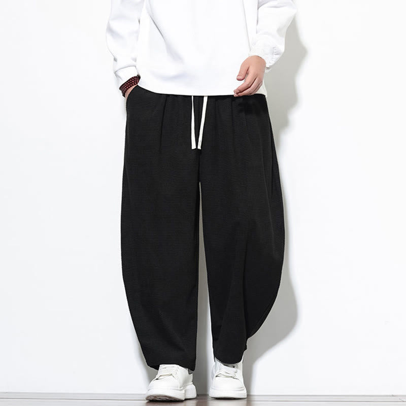 Pantalon sarouel Buddha Stones pour homme, uni, en pur coton côtelé, longueur cheville, avec poches - image 17