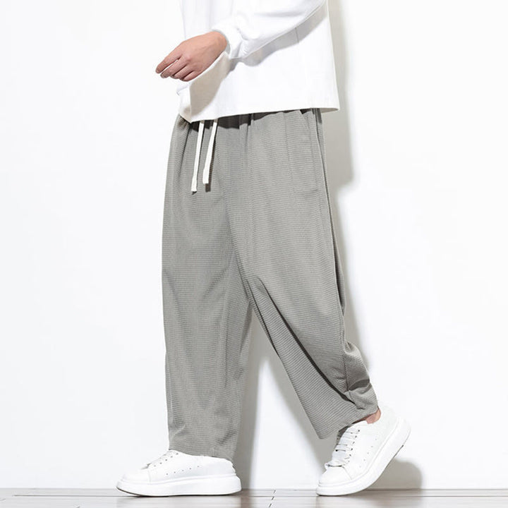 Pantalon sarouel Buddha Stones pour homme, uni, en pur coton côtelé, longueur cheville, avec poches - image 12