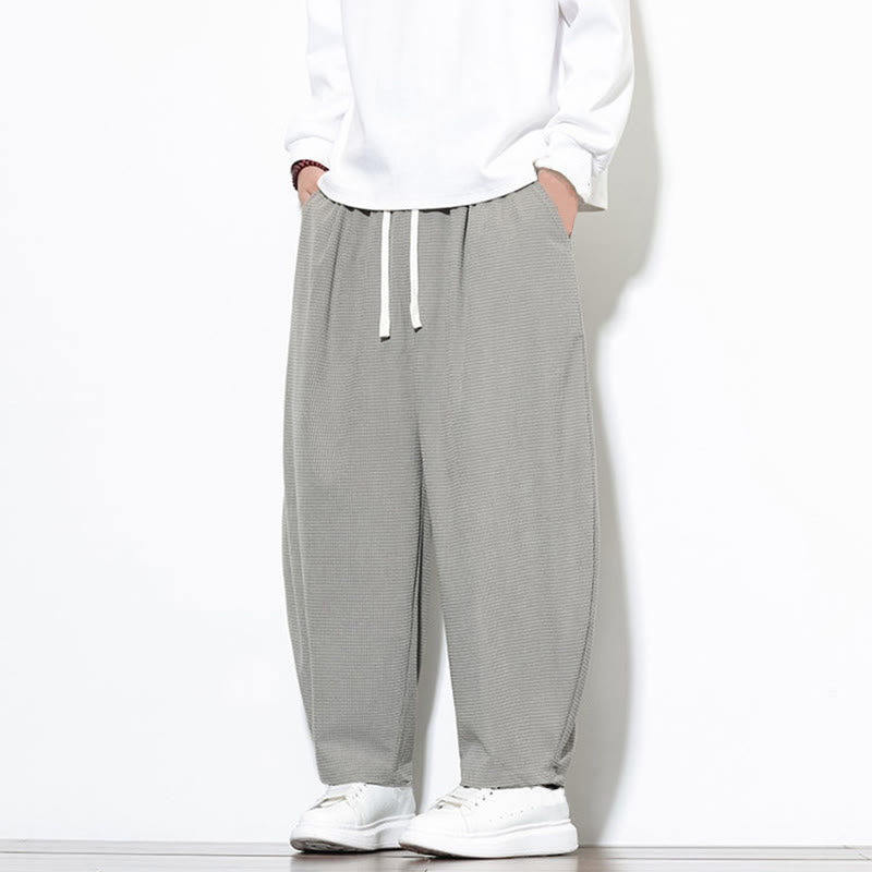 Pantalon sarouel Buddha Stones pour homme, uni, en pur coton côtelé, longueur cheville, avec poches - image 9