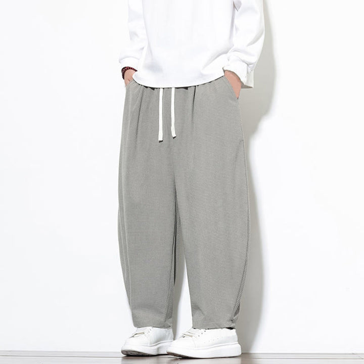 Pantalon sarouel Buddha Stones pour homme, uni, en pur coton côtelé, longueur cheville, avec poches - image 9