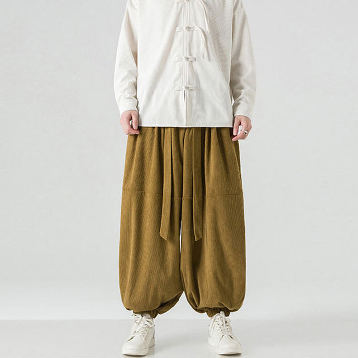 Pantalon Buddha Stones d'hiver en velours côtelé pur coton pour homme, couleur unie, avec poches - image 24