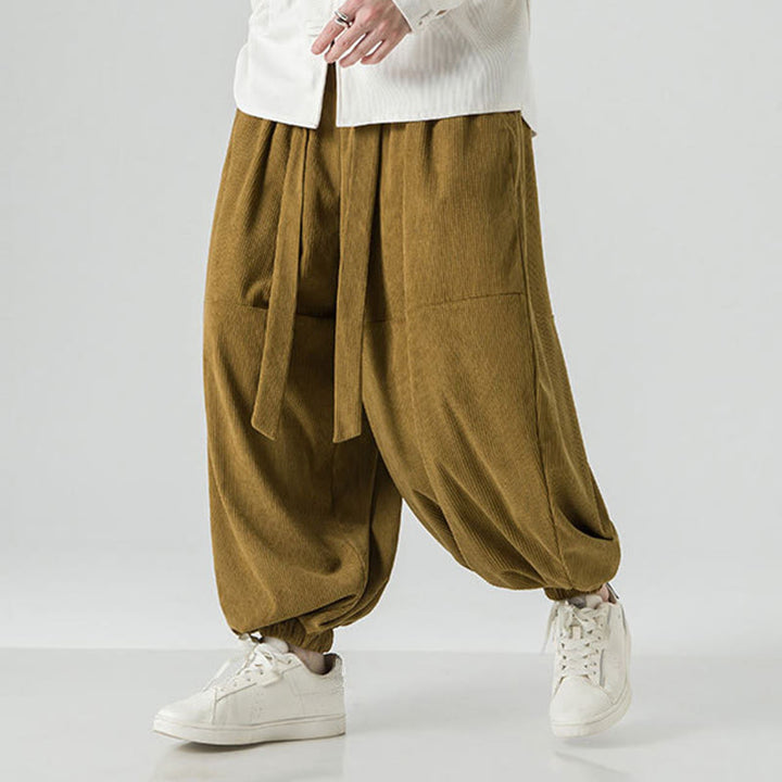 Pantalon Buddha Stones d'hiver en velours côtelé pur coton pour homme, couleur unie, avec poches - image 18