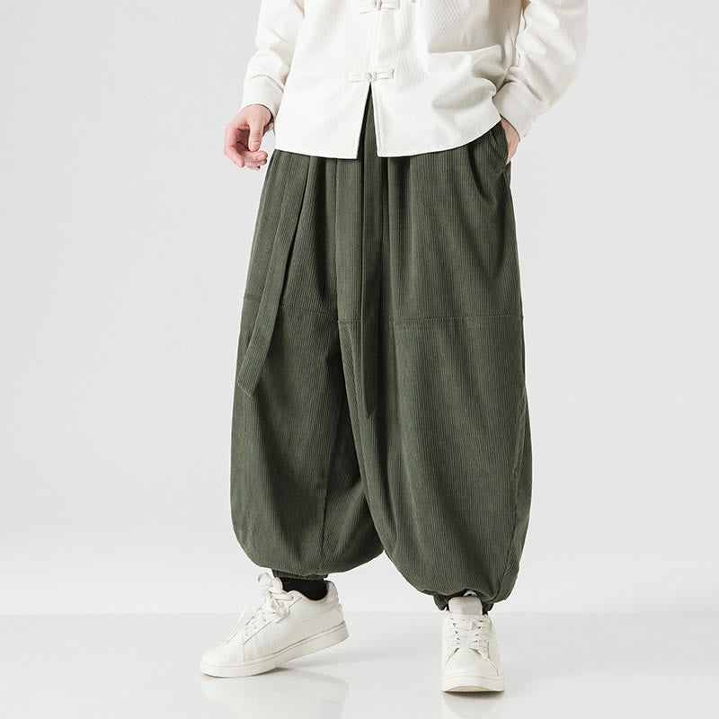 Pantalon Buddha Stones d'hiver en velours côtelé pur coton pour homme, couleur unie, avec poches - image 2