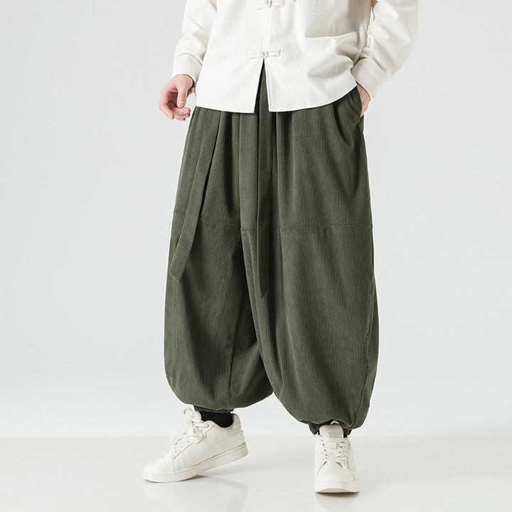 Pantalon Buddha Stones d'hiver en velours côtelé pur coton pour homme, couleur unie, avec poches - image 2