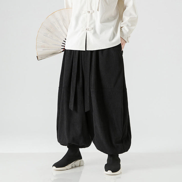 Pantalon Buddha Stones d'hiver en velours côtelé pur coton pour homme, couleur unie, avec poches - Noir - US/UK/AU48，EU58(5XL) - image 9