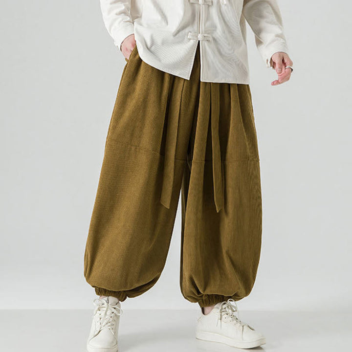 Pantalon Buddha Stones d'hiver en velours côtelé pur coton pour homme, couleur unie, avec poches - image 23