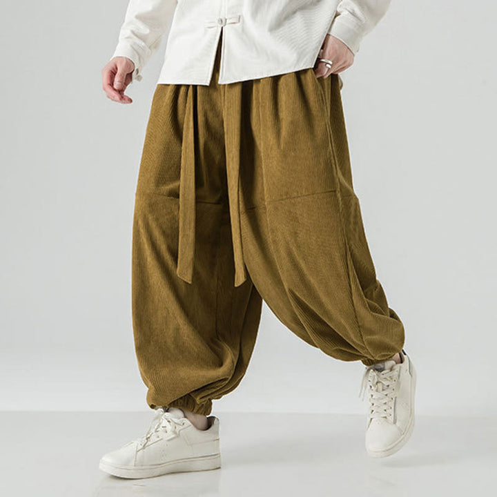 Pantalon Buddha Stones d'hiver en velours côtelé pur coton pour homme, couleur unie, avec poches - image 19