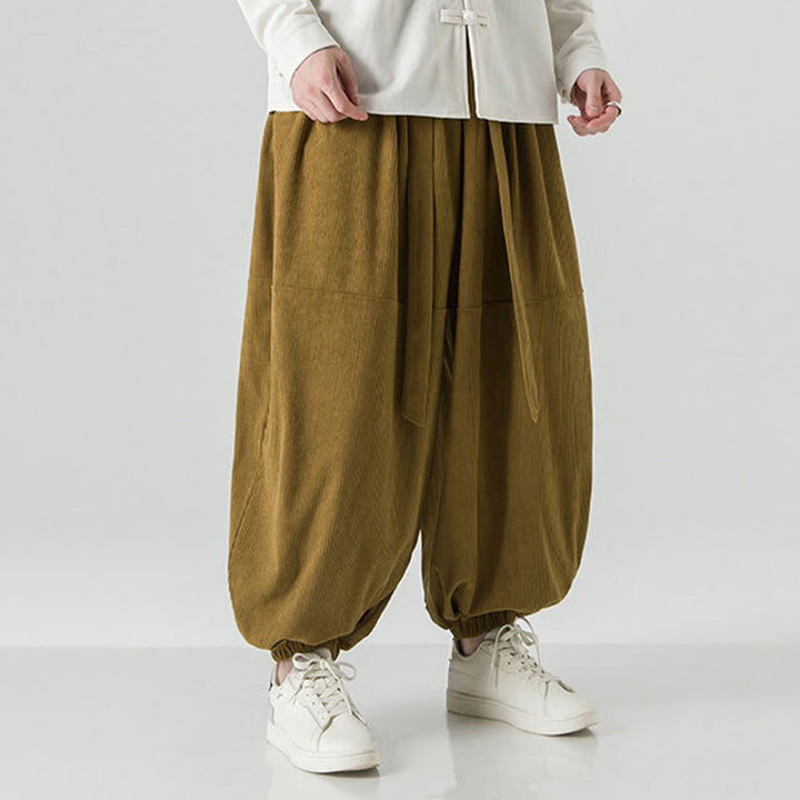Pantalon Buddha Stones d'hiver en velours côtelé pur coton pour homme, couleur unie, avec poches - image 22