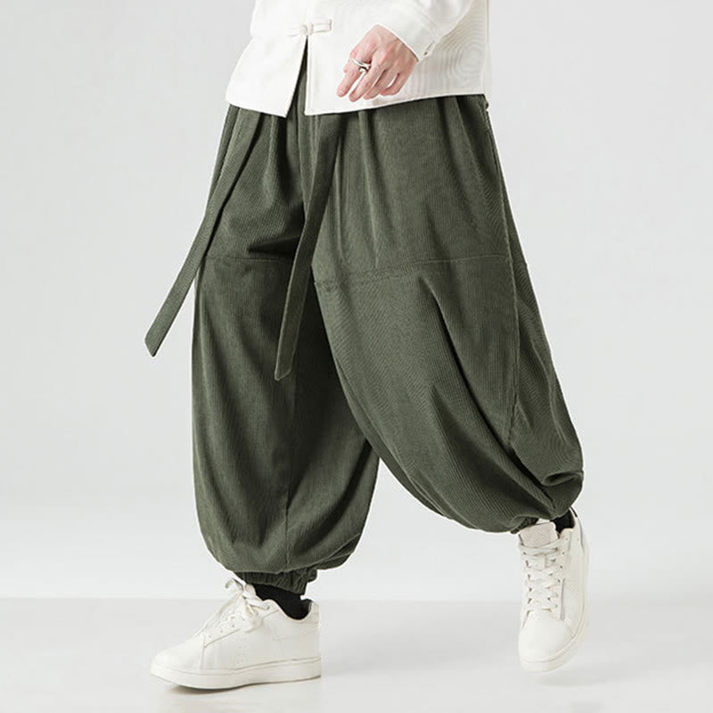 Pantalon Buddha Stones d'hiver en velours côtelé pur coton pour homme, couleur unie, avec poches - Vert de mer - US/UK/AU48，EU58(5XL) - image 0