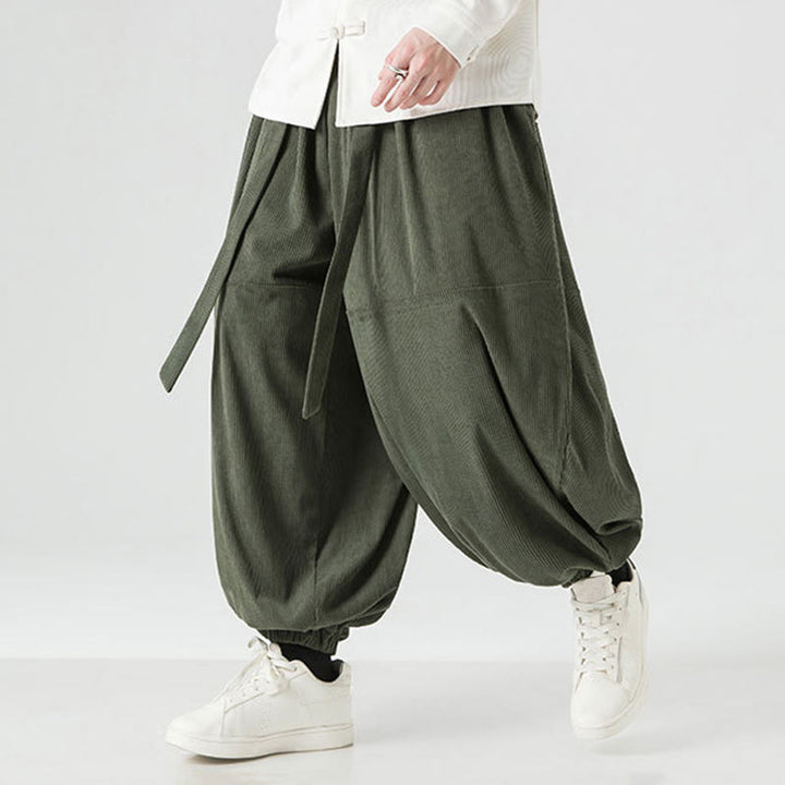 Pantalon Buddha Stones d'hiver en velours côtelé pur coton pour homme, couleur unie, avec poches - Vert de mer - US/UK/AU48，EU58(5XL) - image 0