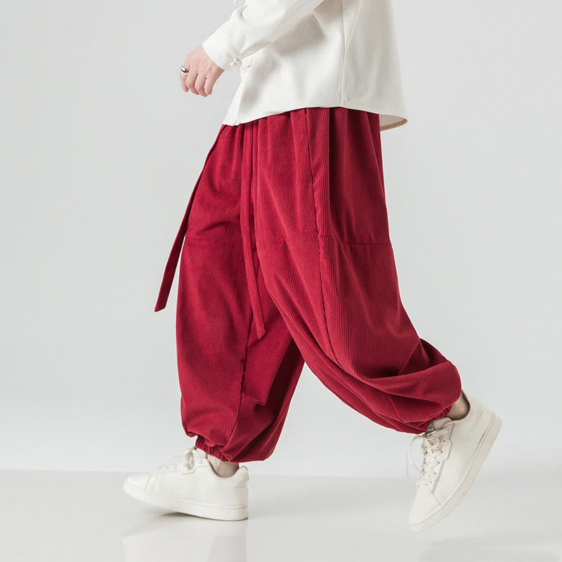 Pantalon Buddha Stones d'hiver en velours côtelé pur coton pour homme, couleur unie, avec poches - image 27