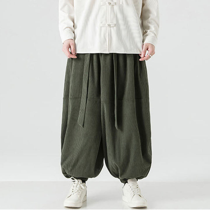 Pantalon Buddha Stones d'hiver en velours côtelé pur coton pour homme, couleur unie, avec poches - image 6