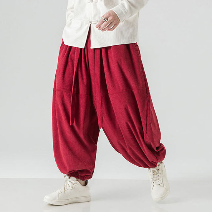 Pantalon Buddha Stones d'hiver en velours côtelé pur coton pour homme, couleur unie, avec poches - image 28