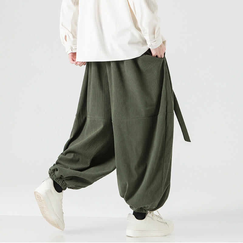 Pantalon Buddha Stones d'hiver en velours côtelé pur coton pour homme, couleur unie, avec poches - image 7