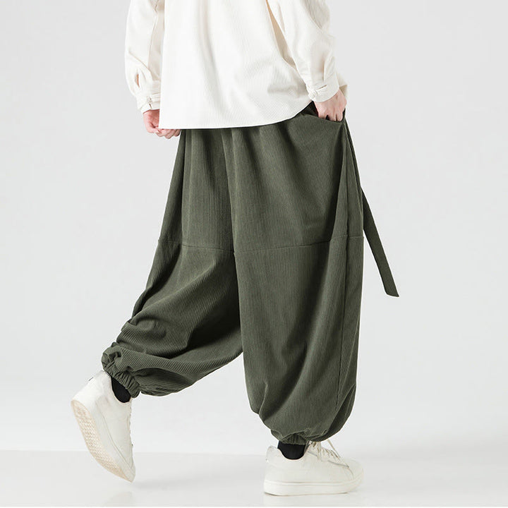 Pantalon Buddha Stones d'hiver en velours côtelé pur coton pour homme, couleur unie, avec poches - image 7