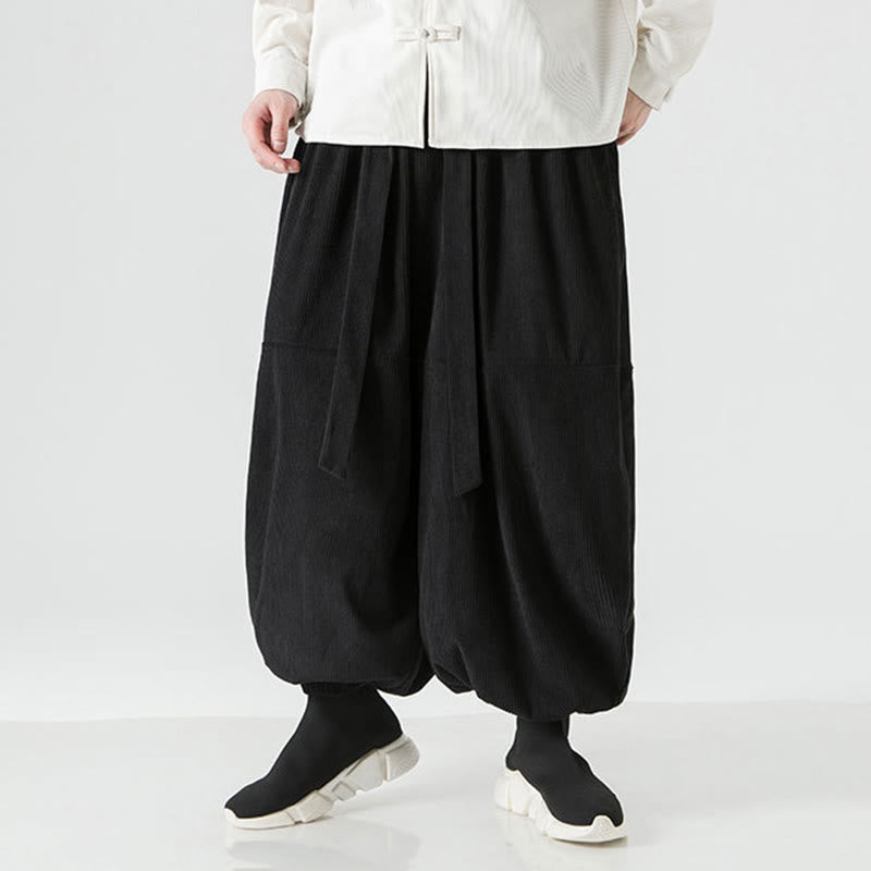 Pantalon Buddha Stones d'hiver en velours côtelé pur coton pour homme, couleur unie, avec poches - image 13