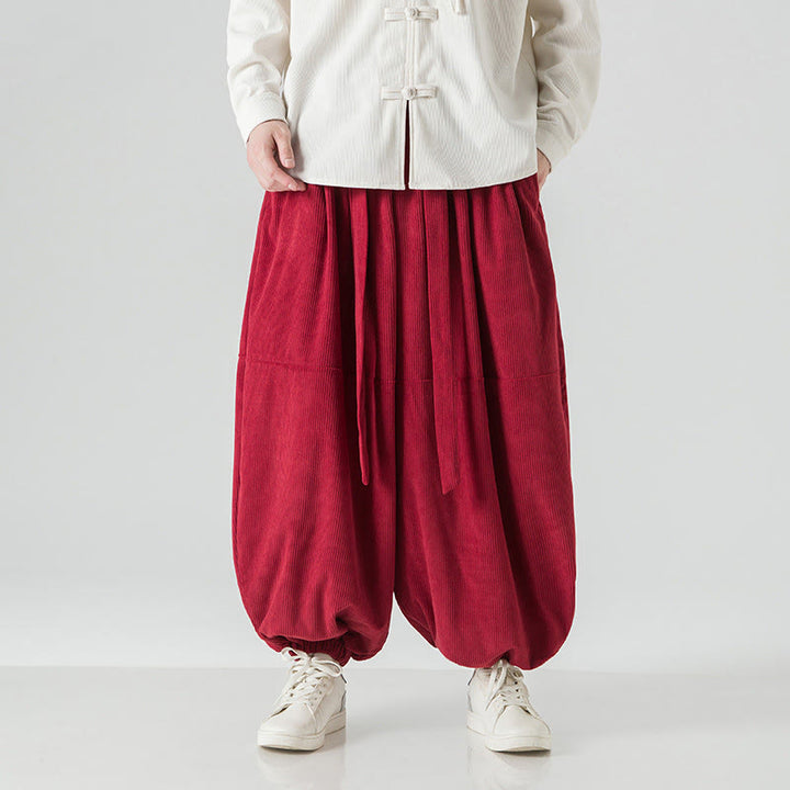 Pantalon Buddha Stones d'hiver en velours côtelé pur coton pour homme, couleur unie, avec poches - Cramoisi - US/UK/AU48，EU58(5XL) - image 25