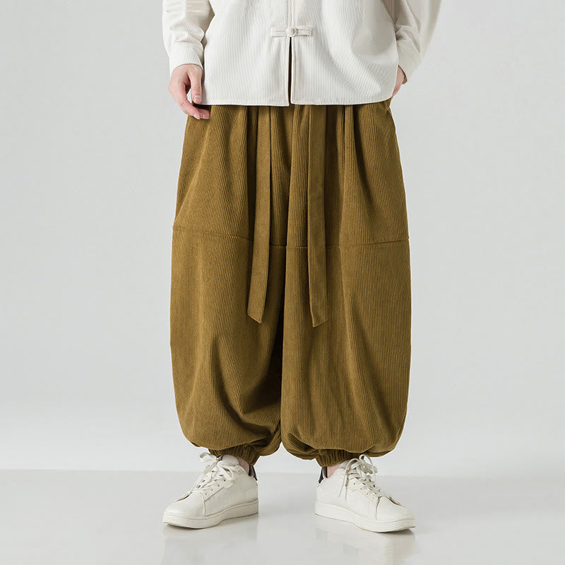 Pantalon Buddha Stones d'hiver en velours côtelé pur coton pour homme, couleur unie, avec poches - Verge d'or foncée - US/UK/AU48，EU58(5XL) - image 17