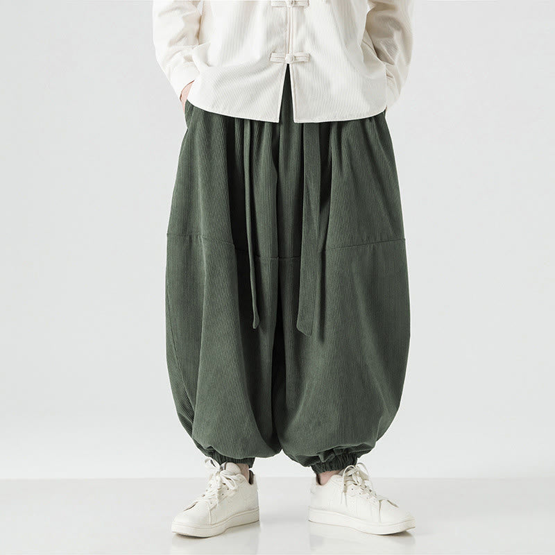 Pantalon Buddha Stones d'hiver en velours côtelé pur coton pour homme, couleur unie, avec poches - image 4