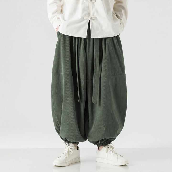 Pantalon Buddha Stones d'hiver en velours côtelé pur coton pour homme, couleur unie, avec poches - image 4