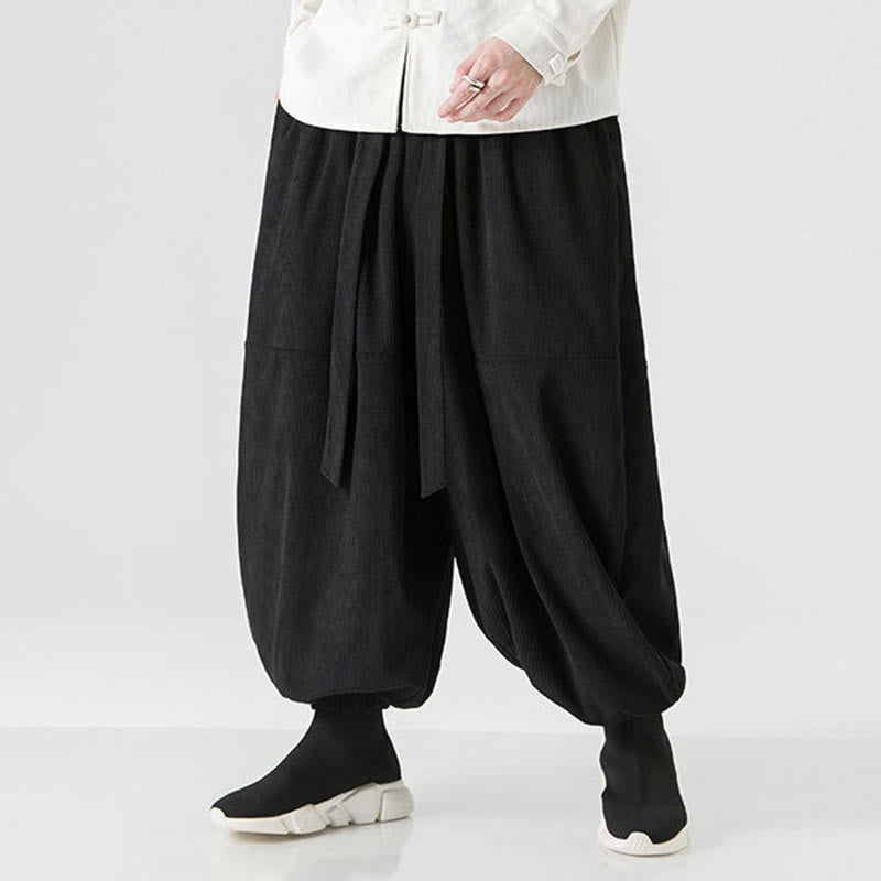 Pantalon Buddha Stones d'hiver en velours côtelé pur coton pour homme, couleur unie, avec poches - image 12