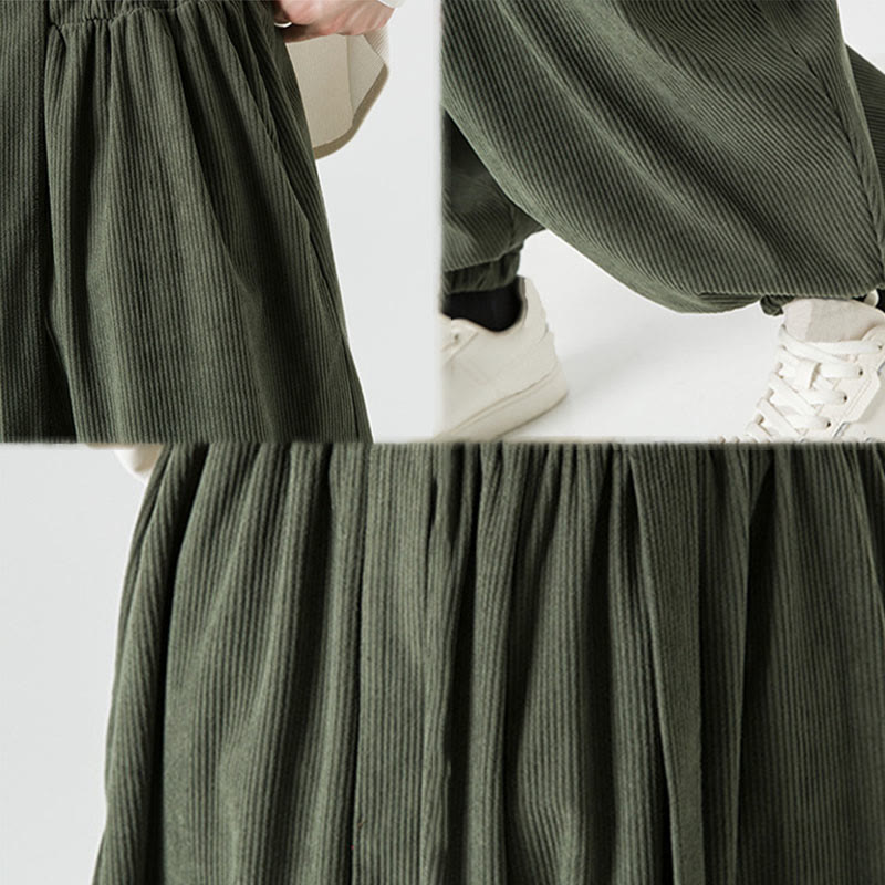 Pantalon Buddha Stones d'hiver en velours côtelé pur coton pour homme, couleur unie, avec poches - image 8