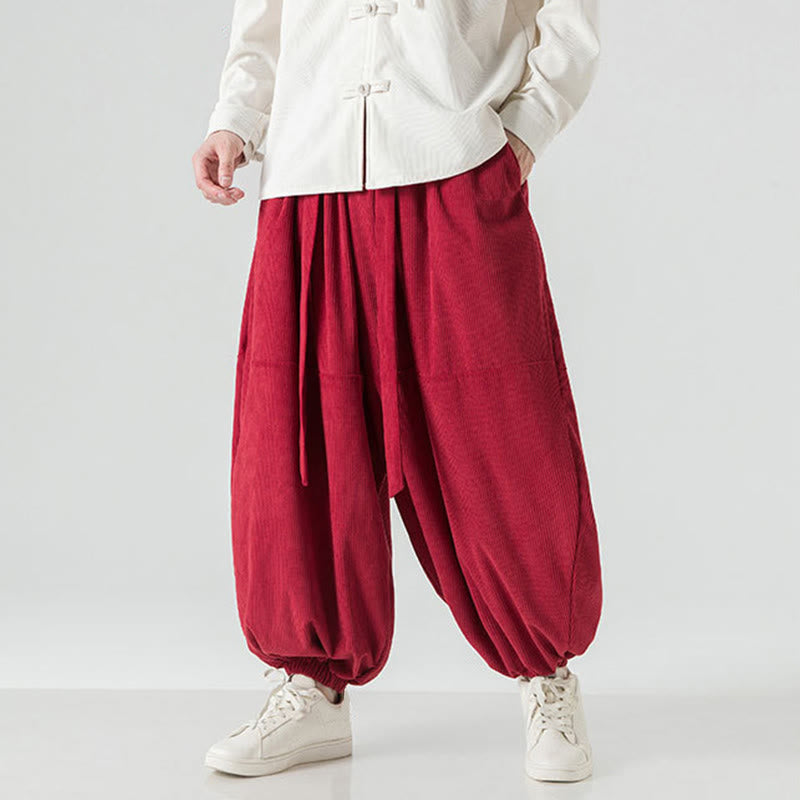 Pantalon Buddha Stones d'hiver en velours côtelé pur coton pour homme, couleur unie, avec poches - image 29