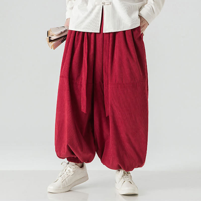 Pantalon Buddha Stones d'hiver en velours côtelé pur coton pour homme, couleur unie, avec poches - image 26