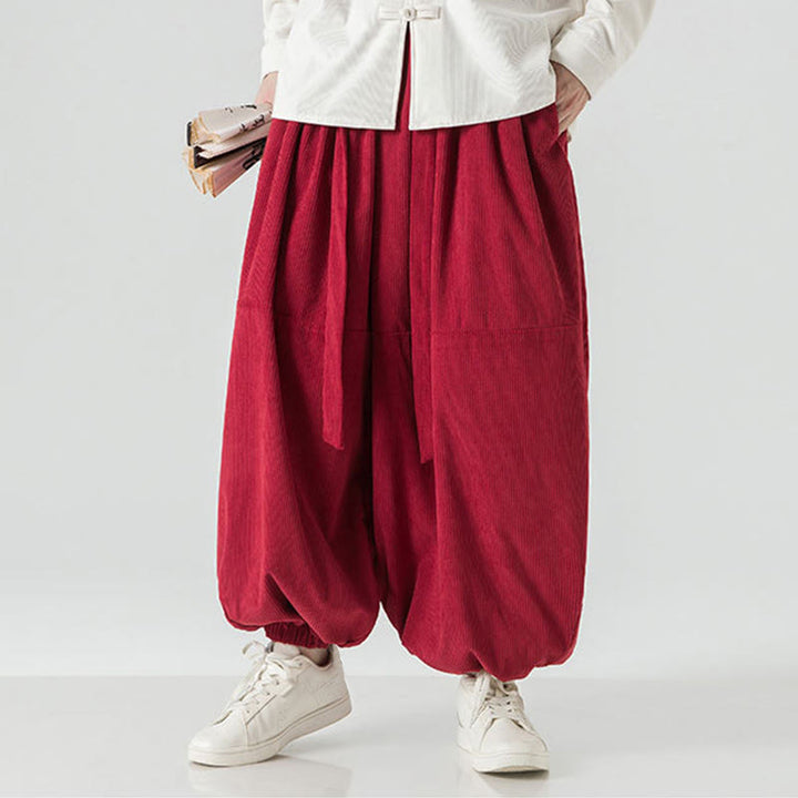 Pantalon Buddha Stones d'hiver en velours côtelé pur coton pour homme, couleur unie, avec poches - image 26