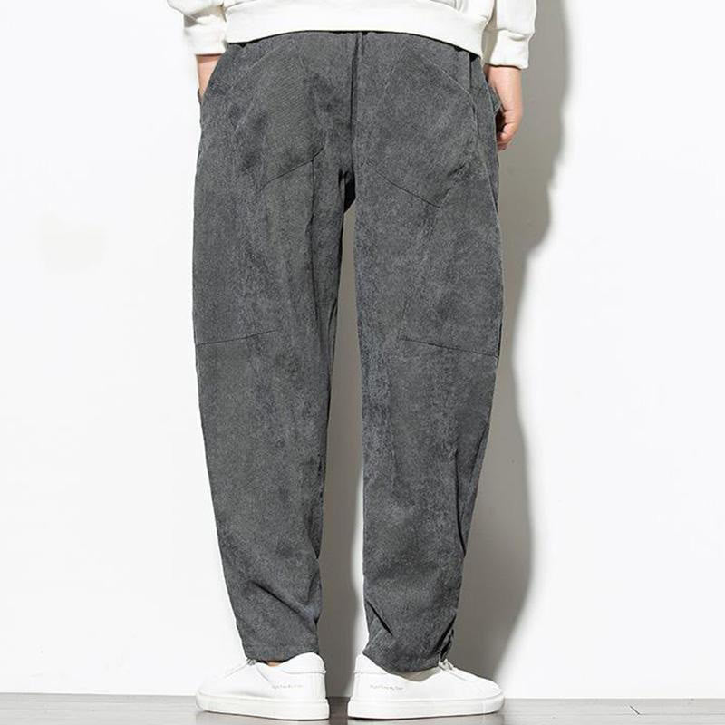 Pantalon fuselé en velours côtelé de coton pour homme avec poches, motif Buddha Stones Fall Pure Color - image 6