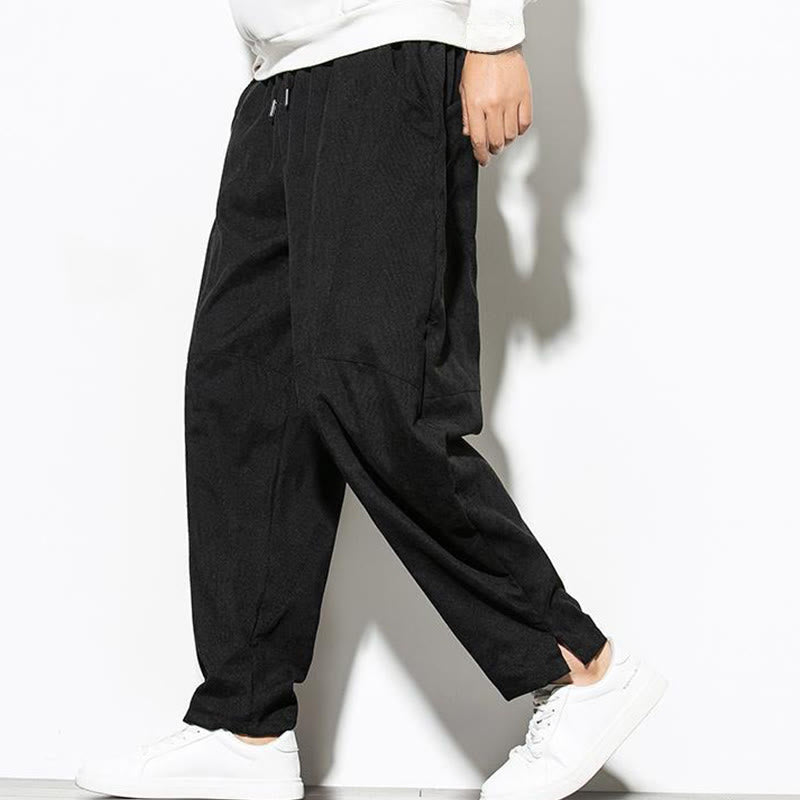 Pantalon fuselé en velours côtelé de coton pour homme avec poches, motif Buddha Stones Fall Pure Color - Noir - US/UK/AU46，EU56 (5XL) - image 9