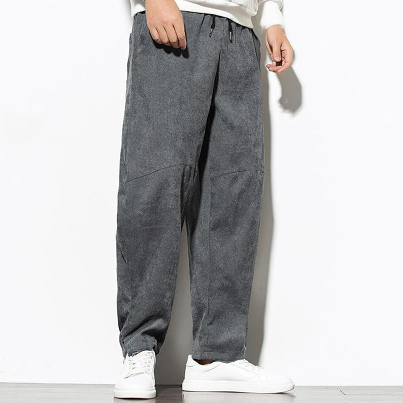 Pantalon fuselé en velours côtelé de coton pour homme avec poches, motif Buddha Stones Fall Pure Color - image 4