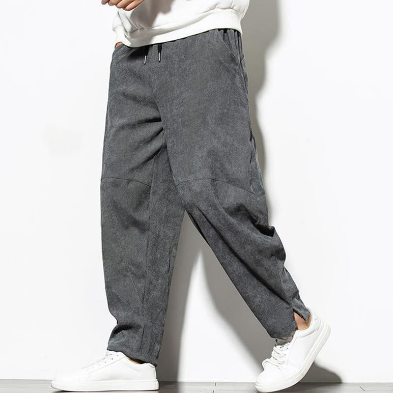 Pantalon fuselé en velours côtelé de coton pour homme avec poches, motif Buddha Stones Fall Pure Color - image 2