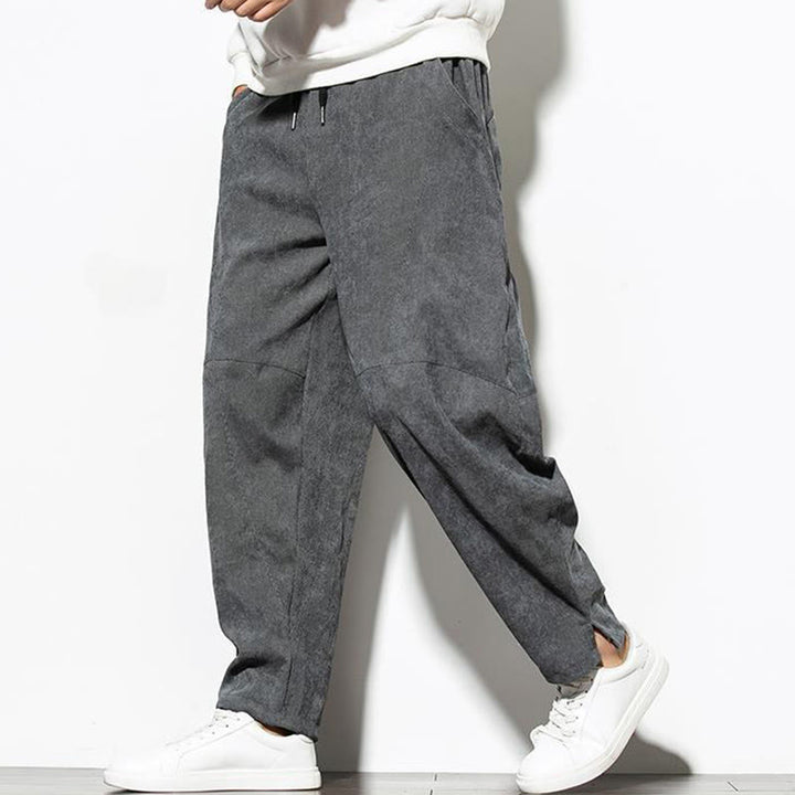 Pantalon fuselé en velours côtelé de coton pour homme avec poches, motif Buddha Stones Fall Pure Color - image 2