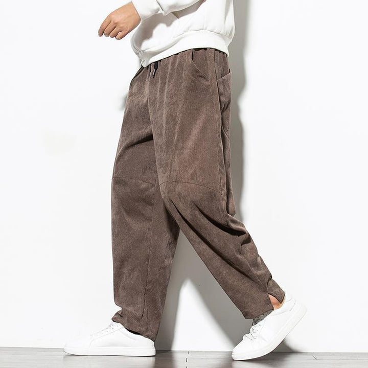 Pantalon fuselé en velours côtelé de coton pour homme avec poches, motif Buddha Stones Fall Pure Color - image 25