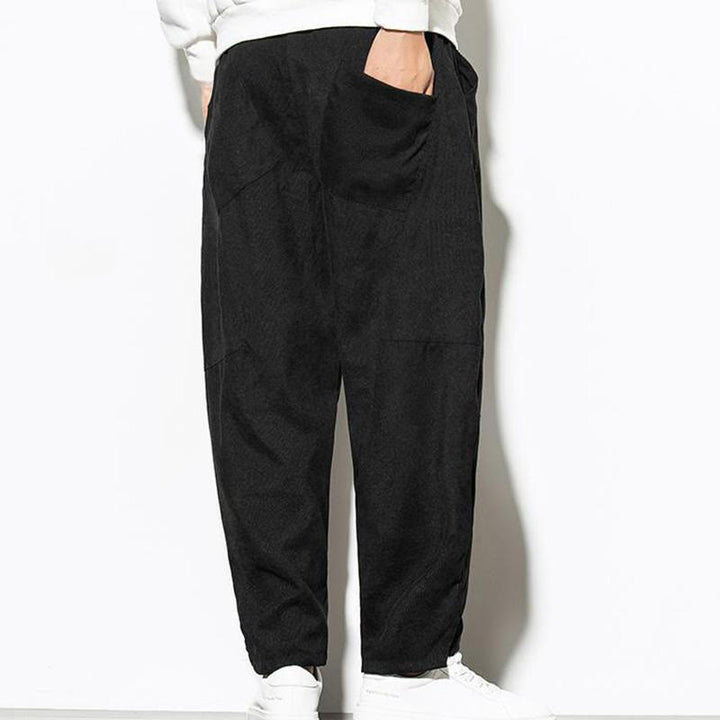 Pantalon fuselé en velours côtelé de coton pour homme avec poches, motif Buddha Stones Fall Pure Color - image 15