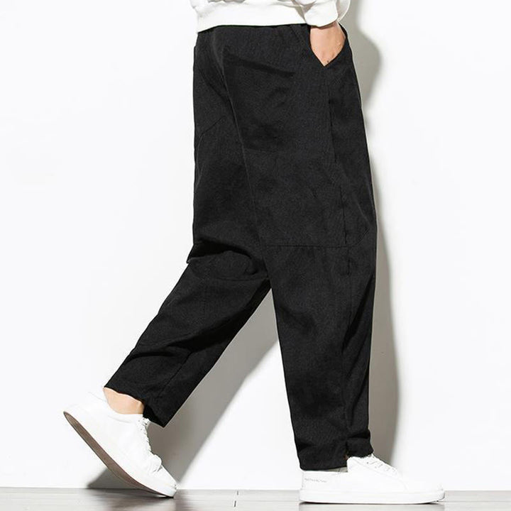 Pantalon fuselé en velours côtelé de coton pour homme avec poches, motif Buddha Stones Fall Pure Color - image 16