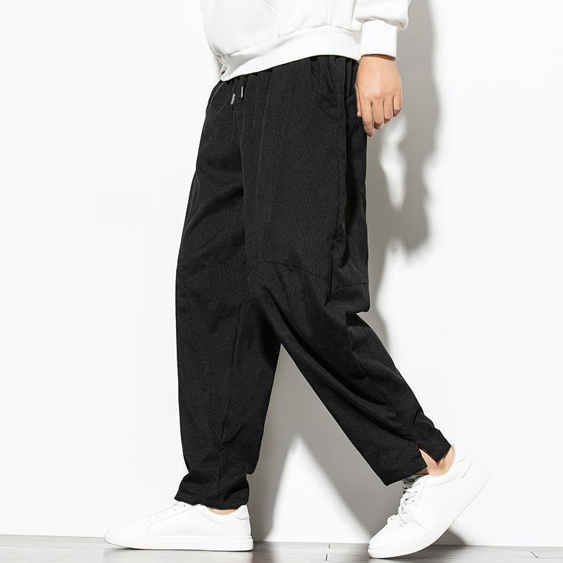 Pantalon fuselé en velours côtelé de coton pour homme avec poches, motif Buddha Stones Fall Pure Color - image 13