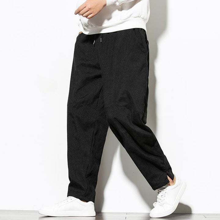 Pantalon fuselé en velours côtelé de coton pour homme avec poches, motif Buddha Stones Fall Pure Color - image 12