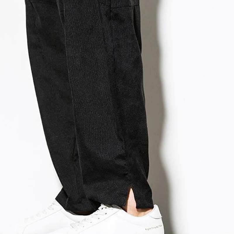 Pantalon fuselé en velours côtelé de coton pour homme avec poches, motif Buddha Stones Fall Pure Color - image 21