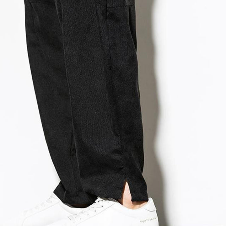 Pantalon fuselé en velours côtelé de coton pour homme avec poches, motif Buddha Stones Fall Pure Color - image 21
