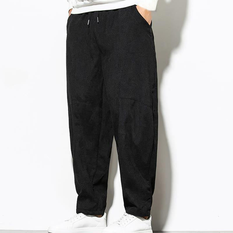 Pantalon fuselé en velours côtelé de coton pour homme avec poches, motif Buddha Stones Fall Pure Color - image 14