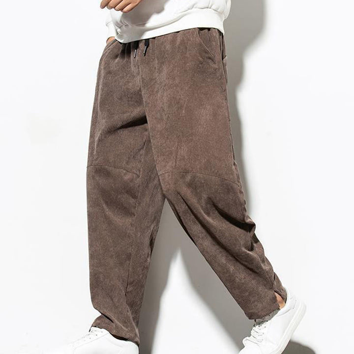 Pantalon fuselé en velours côtelé de coton pour homme avec poches, motif Buddha Stones Fall Pure Color - image 26