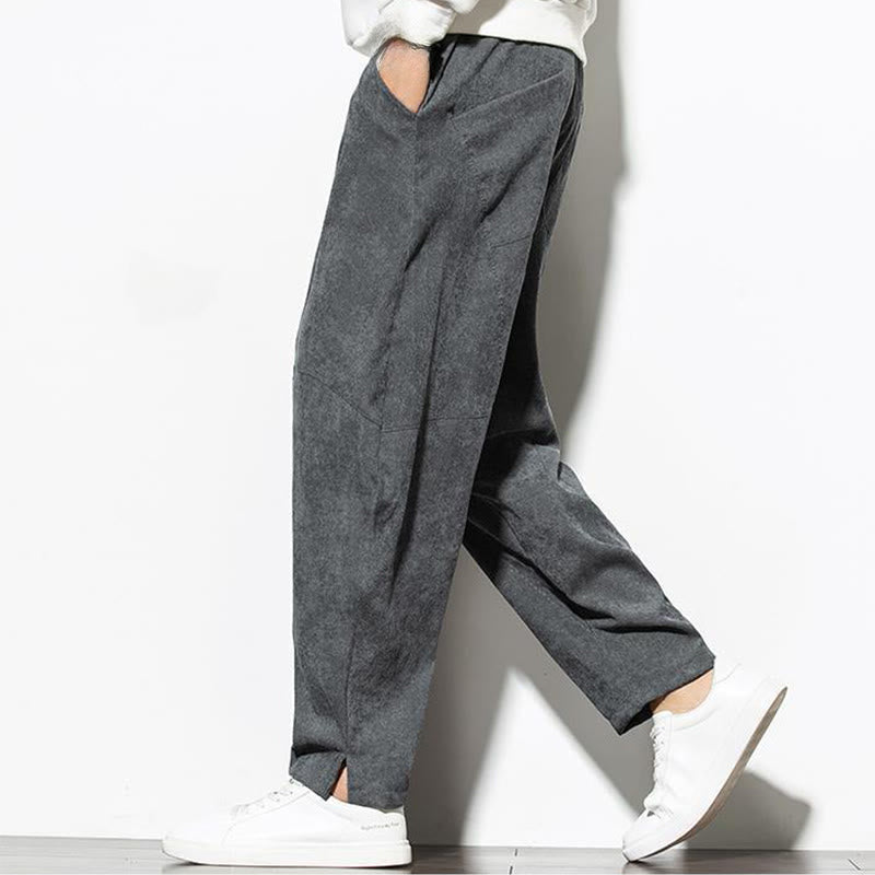 Pantalon fuselé en velours côtelé de coton pour homme avec poches, motif Buddha Stones Fall Pure Color - image 1