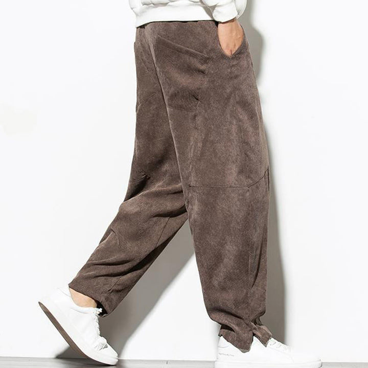 Pantalon fuselé en velours côtelé de coton pour homme avec poches, motif Buddha Stones Fall Pure Color - image 30