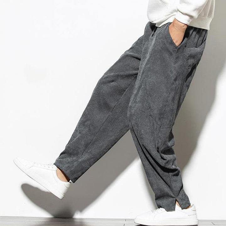 Pantalon fuselé en velours côtelé de coton pour homme avec poches, motif Buddha Stones Fall Pure Color - image 8