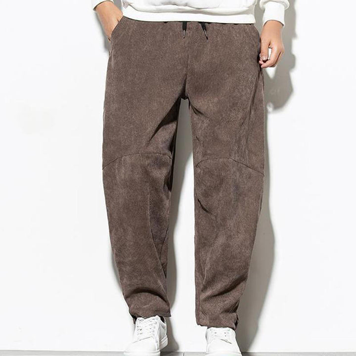 Pantalon fuselé en velours côtelé de coton pour homme avec poches, motif Buddha Stones Fall Pure Color - image 24