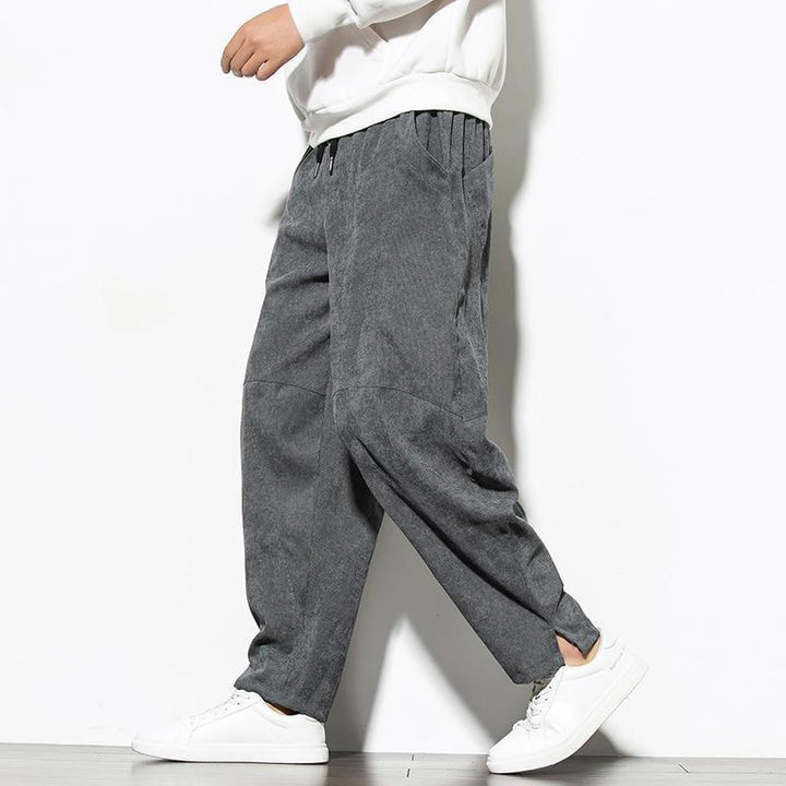 Pantalon fuselé en velours côtelé de coton pour homme avec poches, motif Buddha Stones Fall Pure Color - Gris ardoise - US/UK/AU46，EU56 (5XL) - image 0