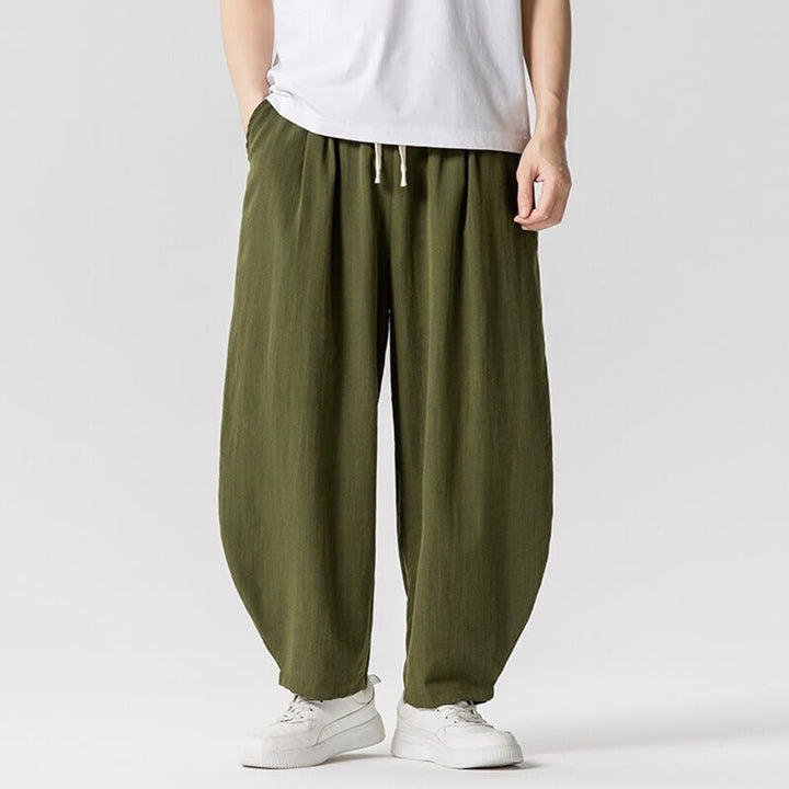 Pantalon d'été en coton à cordon de serrage pour homme, longueur cheville, avec poches, motif Buddha Stones - Vert olive - US/UK/AU46，EU56 (5XL) - image 20